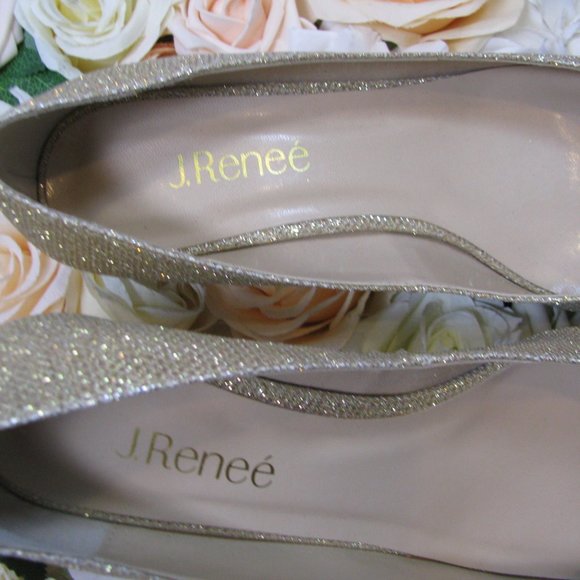 J Renee "Blair' gold sparkly wedge heels 9.5 - Picture 2 of 8